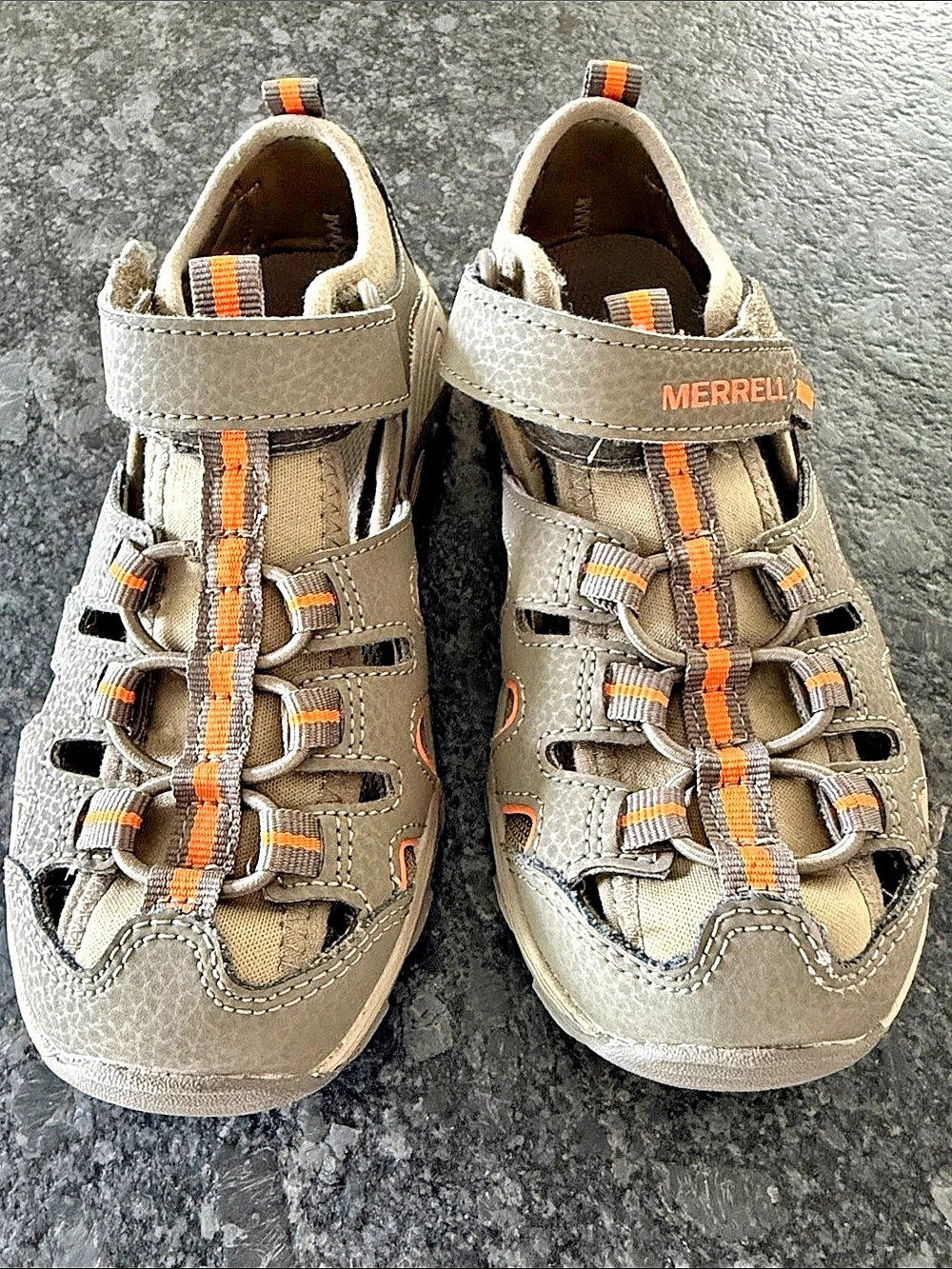 Merrell Hydro Mendi Kids Gray & Orange Sandals US 2.0 M